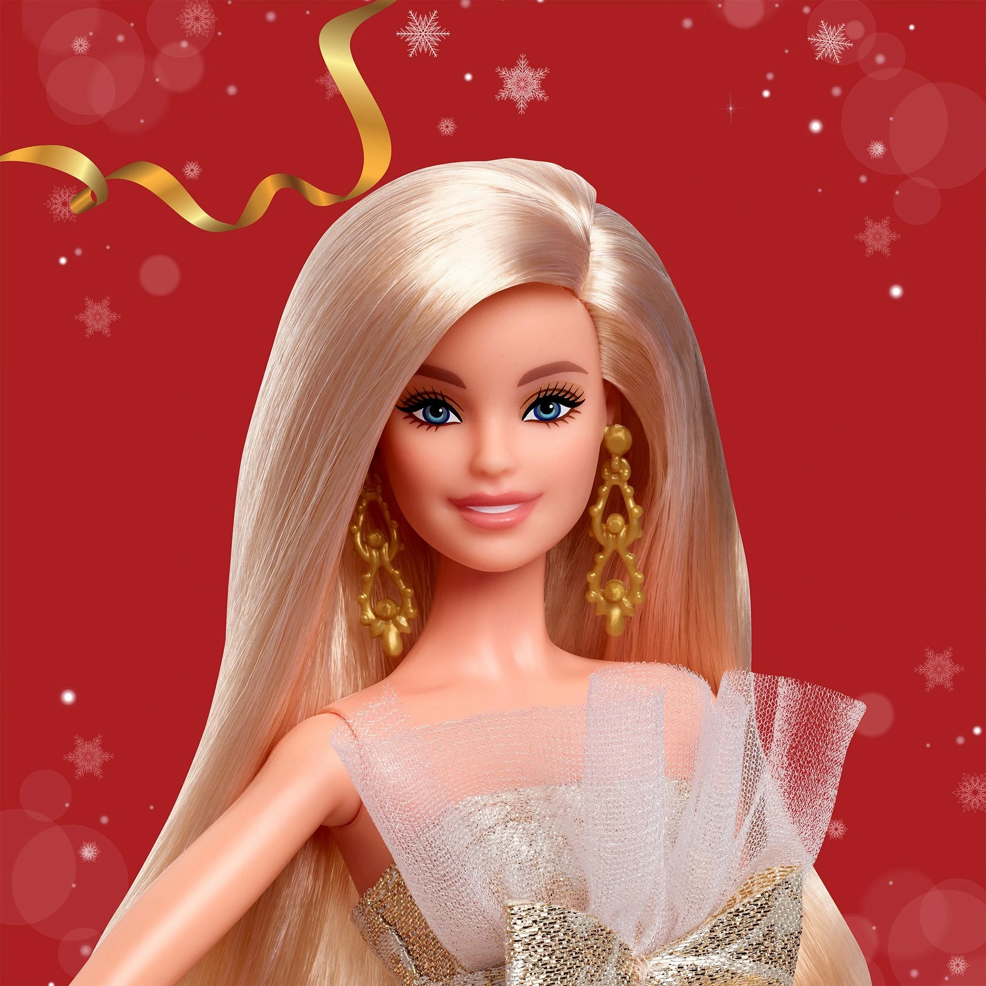 Kukull koleksionuese Barbie Mattel Signature Holiday Barbie 2025 JBH95, fustan gold-silver