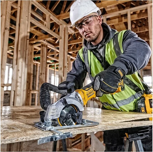 Cirkular me bateri DeWALT DCS571NT-XJ, brushless, teh 115 mm, prerje 38 mm, 4500 RPM, i verdhë