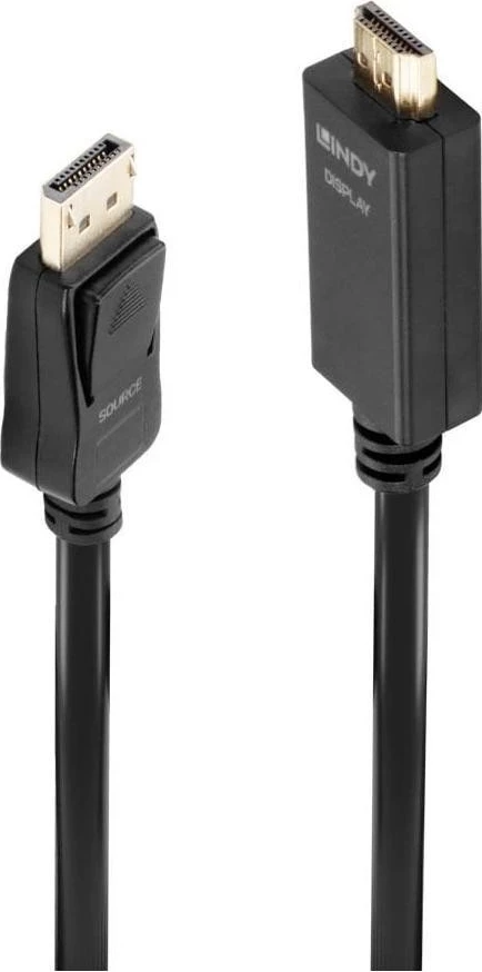 Kabllo Lindy DisplayPort - HDMI M/M 10.2G 5m e zezë 4K UHD 30Hz