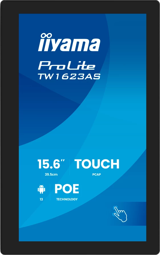 Monitor touch IIYAMA ProLite TW1623AS-B3P 15.6\" Full HD, Android 13, PCAP 10pt, PoE, i zi