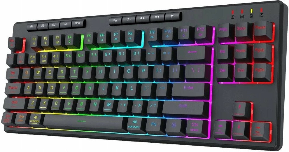 Tastierë gaming Redragon Shiva Pro K516RGB-PRO, TKL 87-taste, RGB, USB/2.4GHz/Bluetooth, e zezë