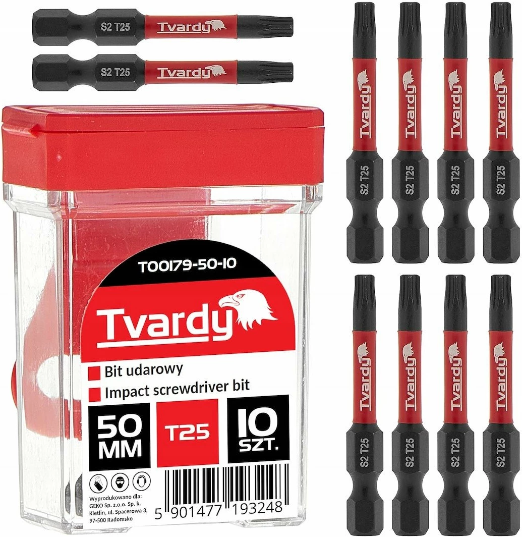 Bit impakt Torx Tvardy T00179-50-10 T25 50mm S2, set 10 copë