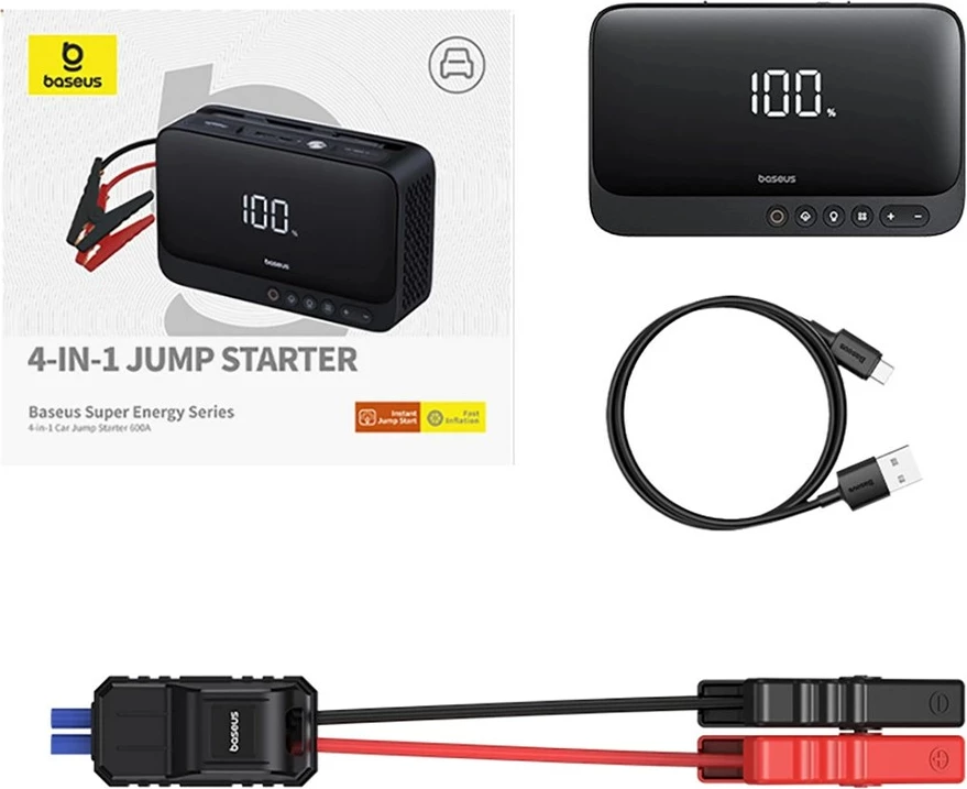 Jump starter, power bank, kompresor ajri Baseus Super Energy BS-CH013, 6000mAh, e zezë