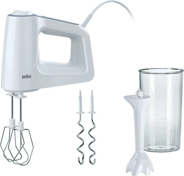 Mikser dore Braun MultiMix 3, 500W, 5 shpejtësi, plastikë, bardhë