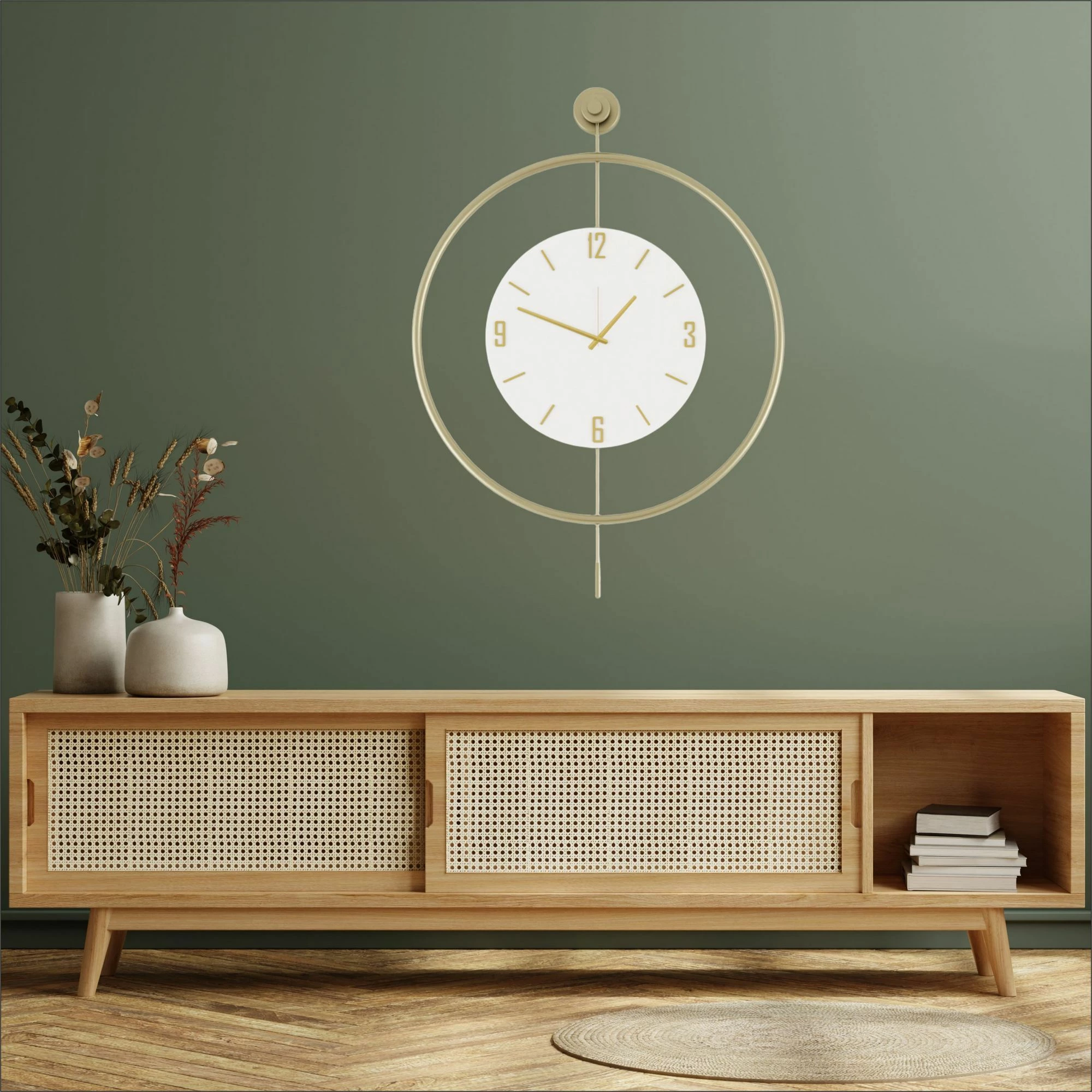 Orë muri dekorative metalike Wallity, Mclock-00111, ngjyrë ari, 58x80x7cm