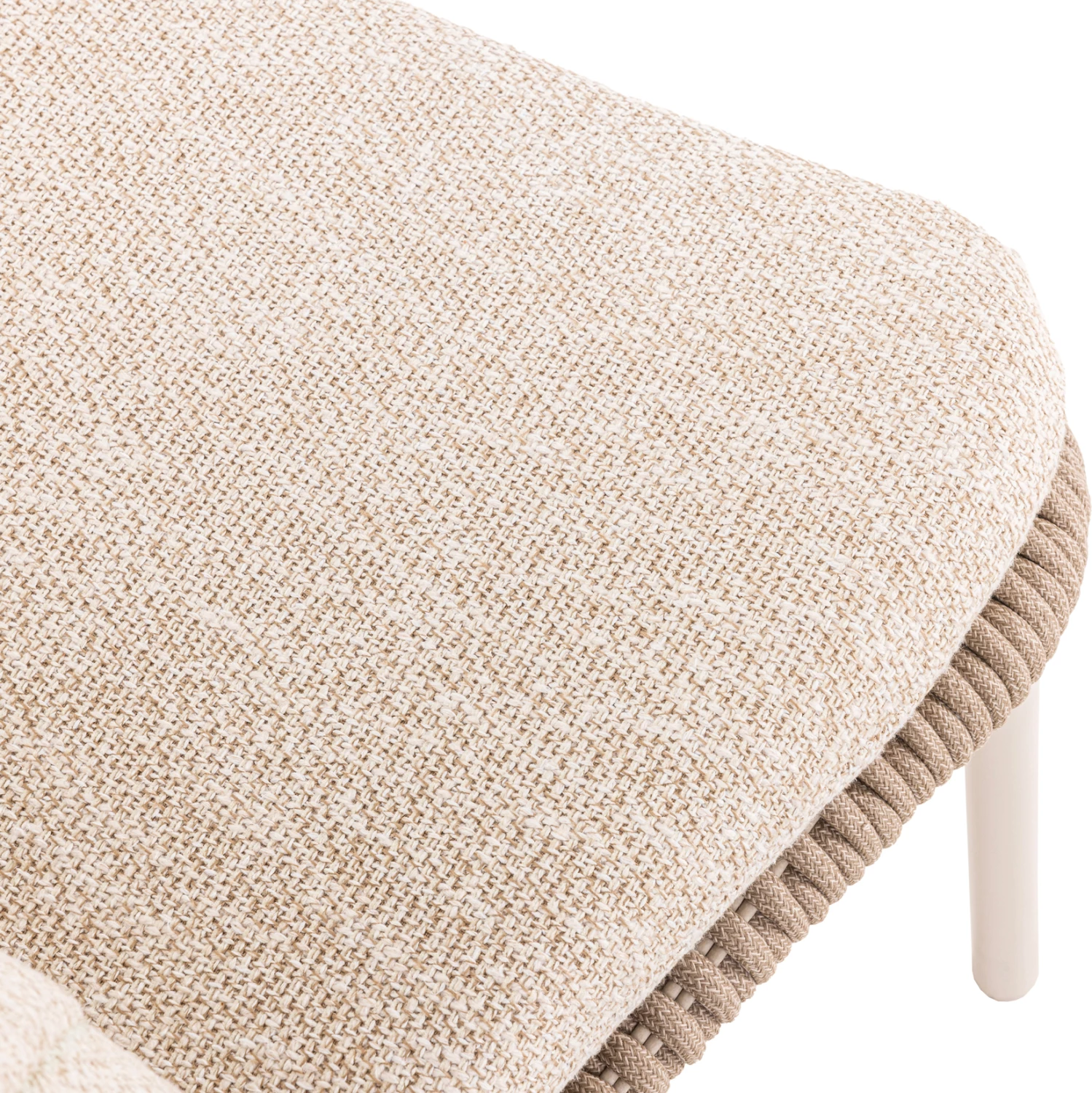 Karrige lounge me këmbështetëse këmbësh Temporal, alumin ngjyrë fildishi, jastëkë bezhë, 83.5x91x115cm