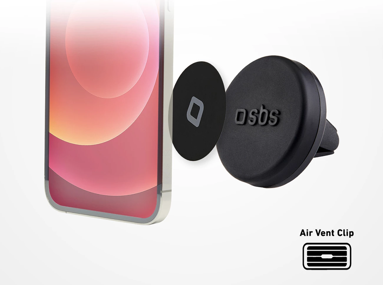 Mbajtës magnetik për celular SBS TESUPPUNIVAIRMAG, për ventilator të ajrit, i zi