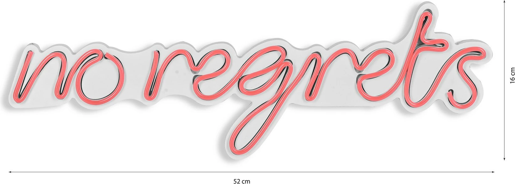 Dekor dritash LED plastike, ngjyrë rozë, 'no regrets', 52x16x2 cm