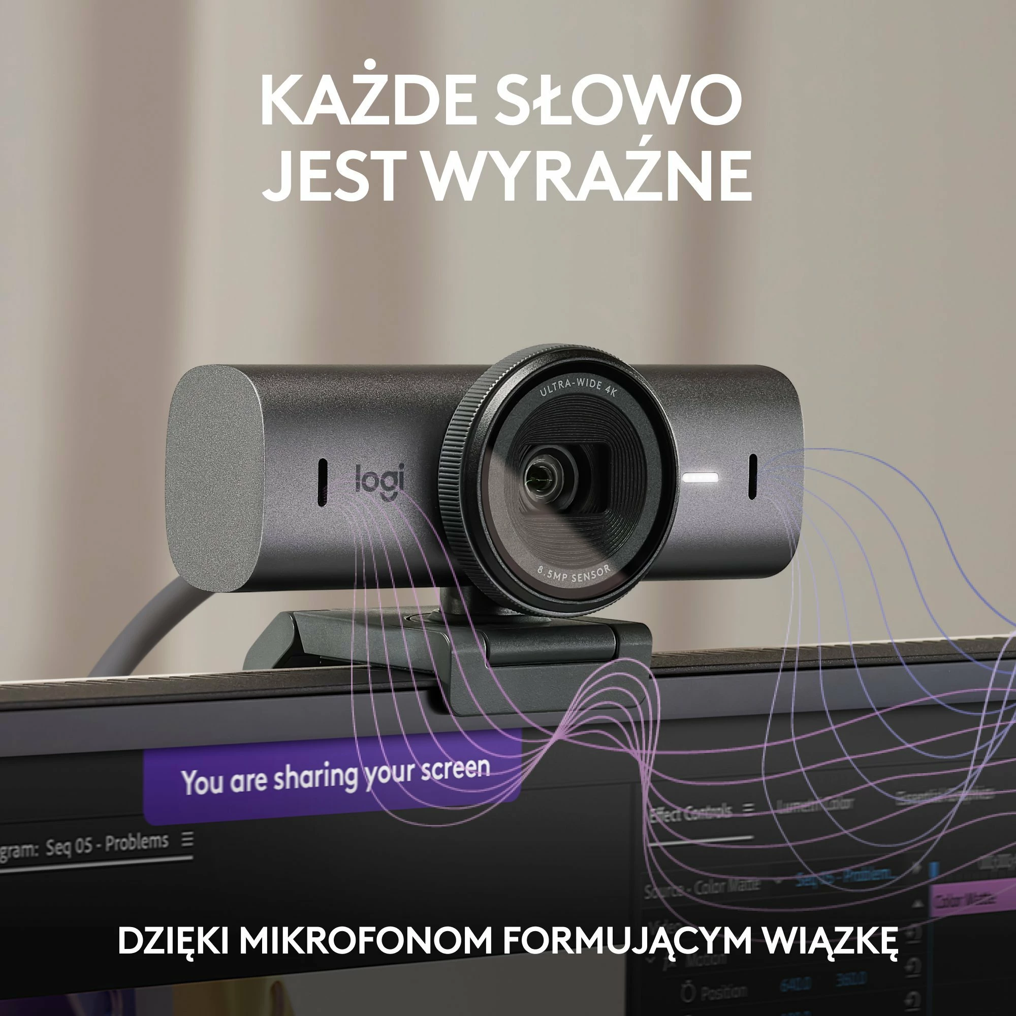 Webcam Logitech MX Brio 960-001559 4K Ultra HD USB-C, mikrofona stereo, 90°, zoom 4x, Grafit
