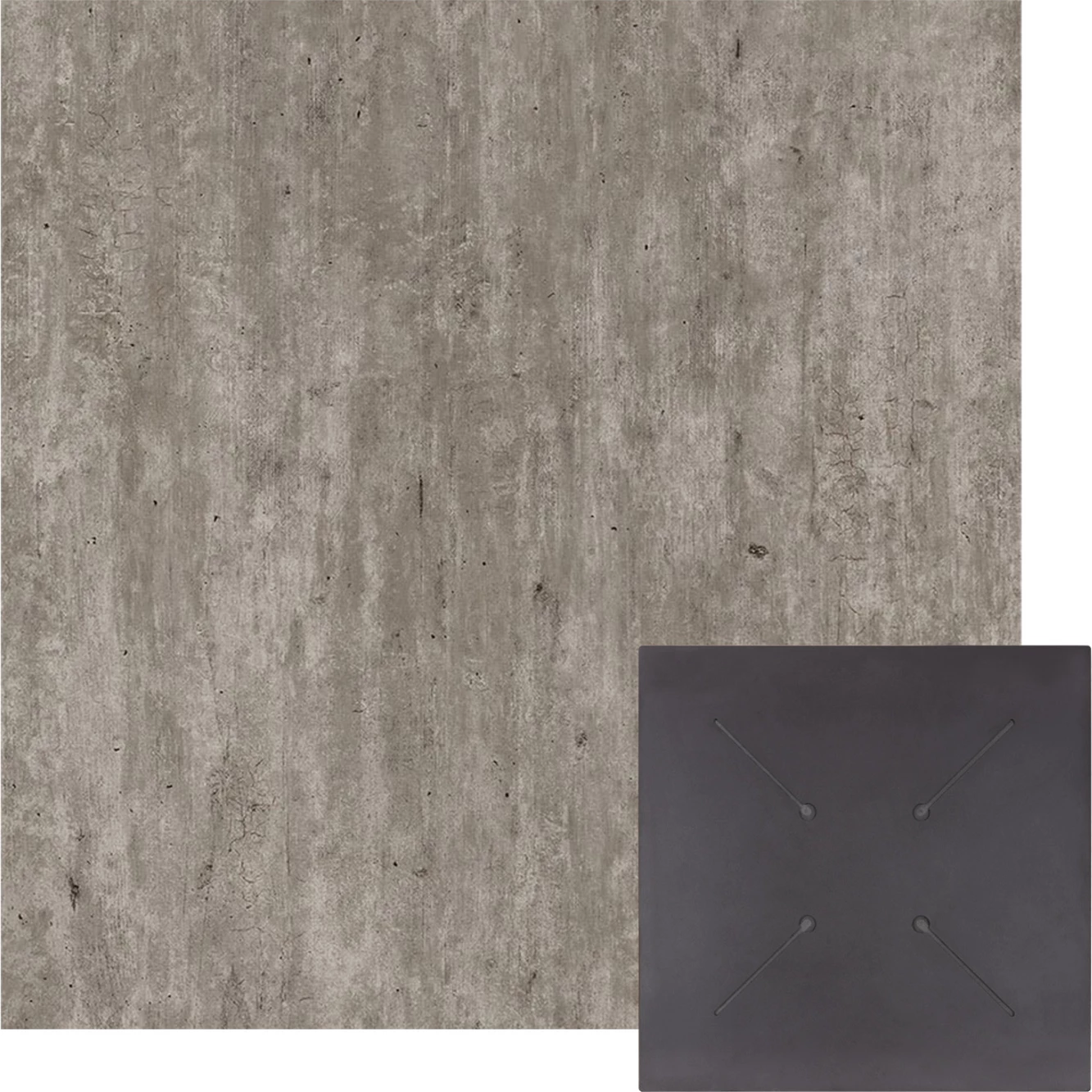 Sipërfaqe tavoline katrore, ngjyrë betoni, HPL FH5837.37, 60x60cm, set prej 2 copësh