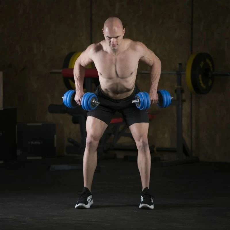 Set pesha 2-në-1 barbell dhe dumbbell HMS, unisex, argjend e kaltër