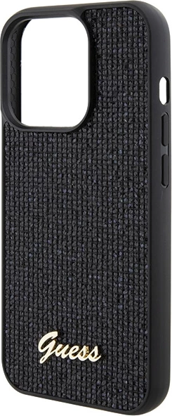 Mbështjellës Guess Disco Metal Script për iPhone 15 Pro, i zi