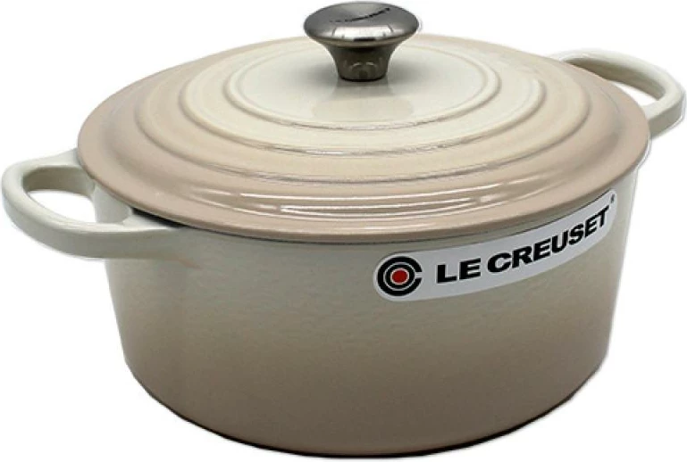 Kaserolë rrethore gize të emaluar Le Creuset Signature 22 cm, Meringue krem