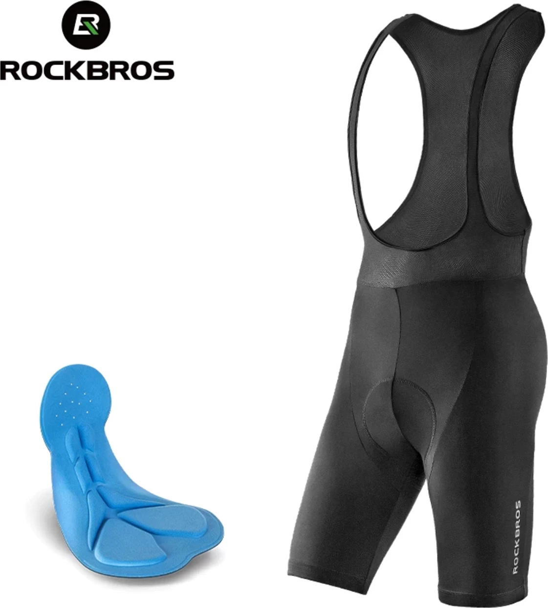 Pantallona të shkurtra çiklizmi me rripa Rockbros RK2002XL, me jastëk, XL, e zezë