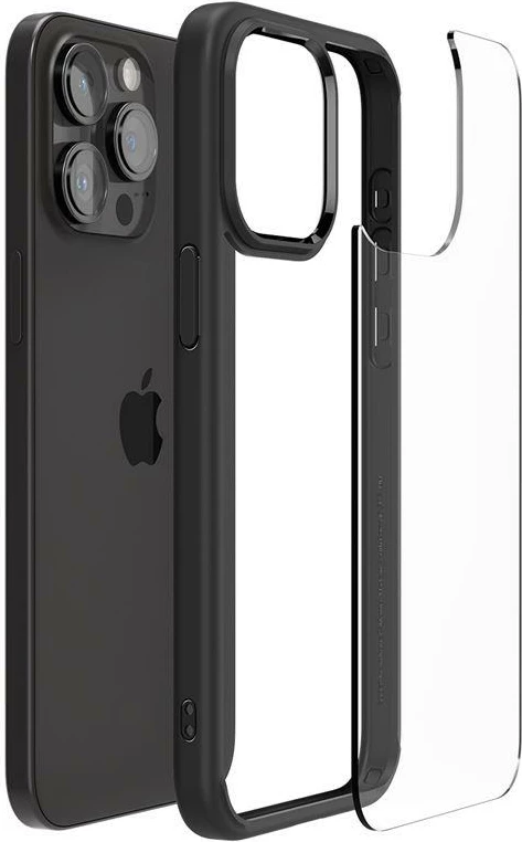 Mbështjellës Spigen Crystal Hybrid për iPhone 15 Pro, Transparent/Black