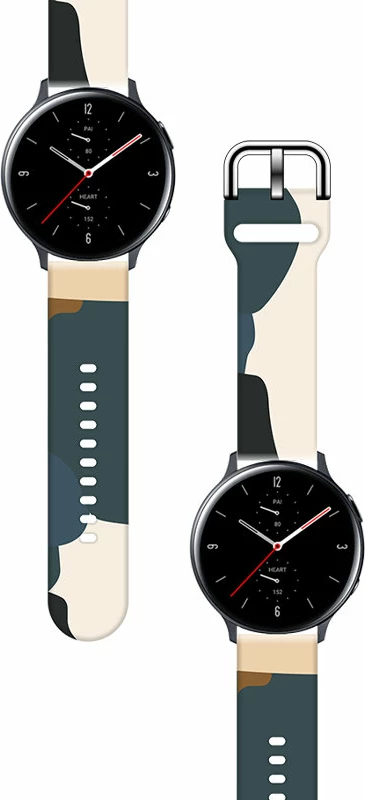Rrip silikoni për Samsung Galaxy Watch 46mm, Hurtel, model Moro Band, kamuflazh, zi/bezhë/gri