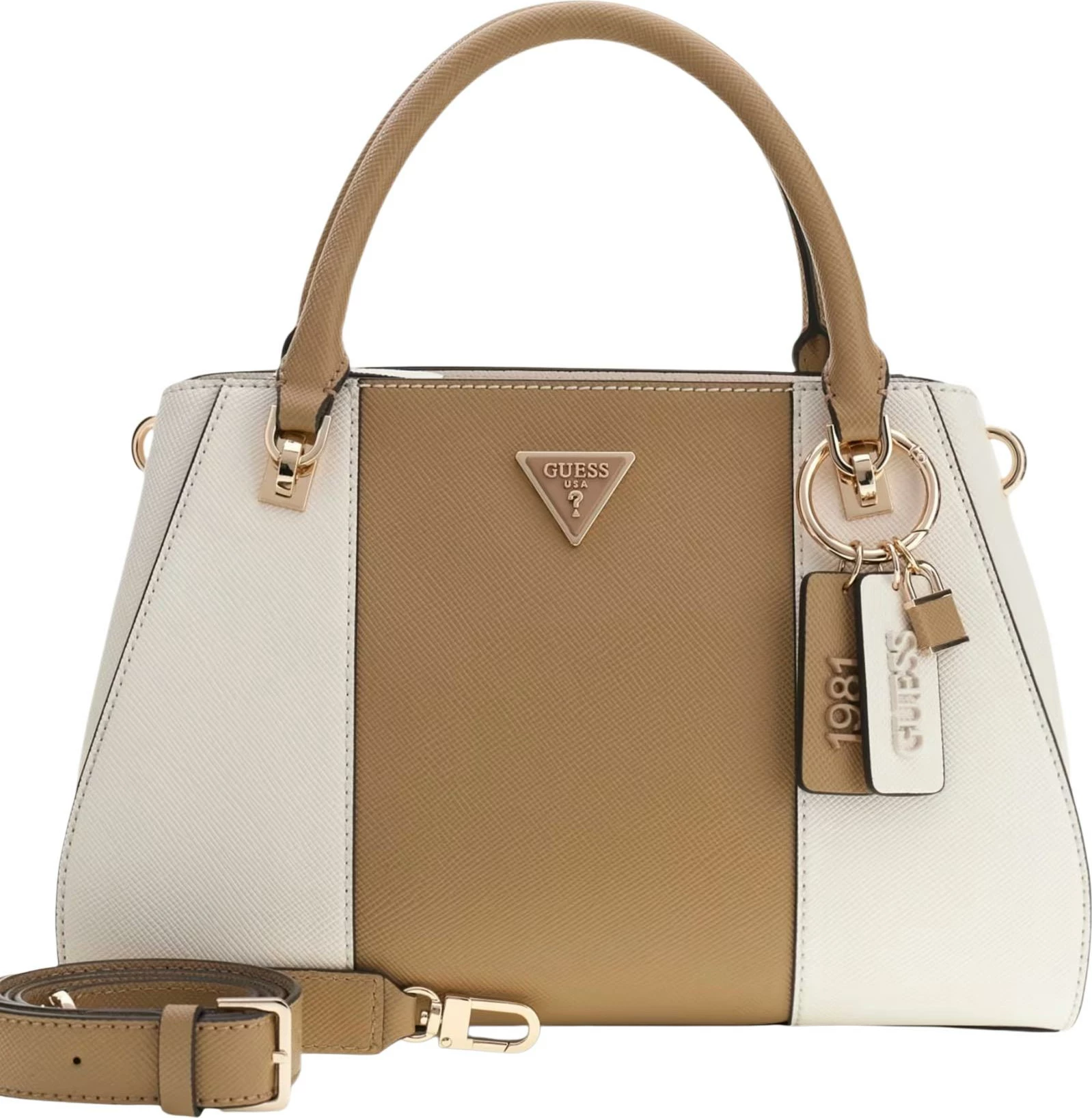 Çantë dore për femra Guess Noelle II Luxury Satchel HWZG96 72070, bezhë/bardhë