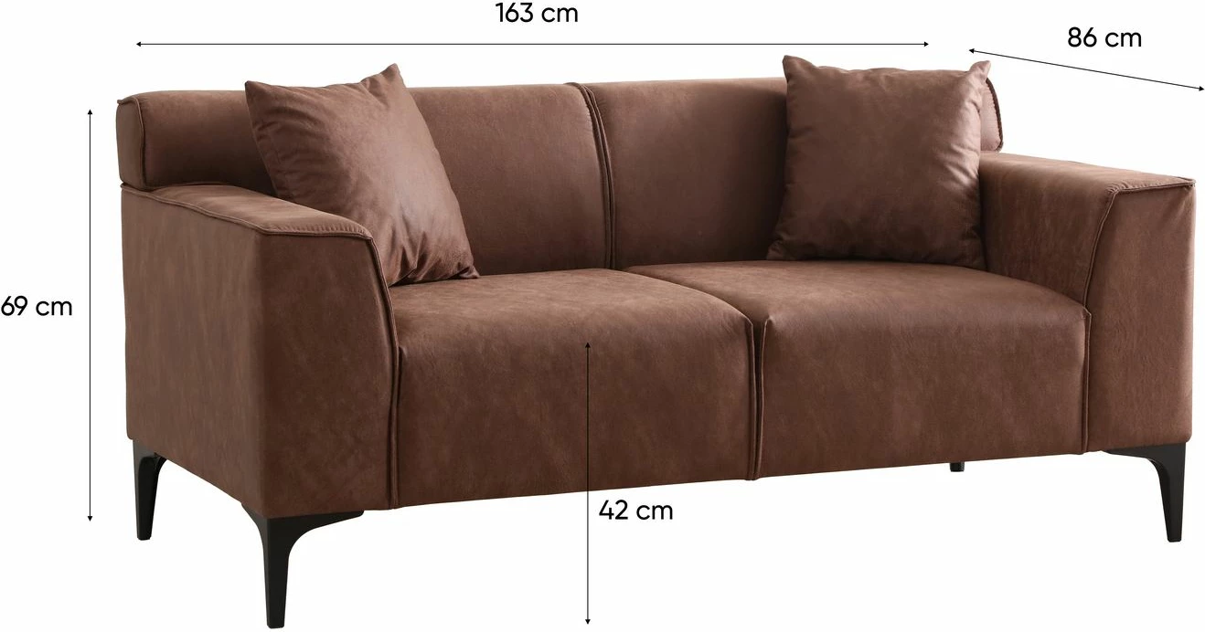 Divan dy-vendësh, ngjyrë konyak, Atelier del Sofa, New Petra 2