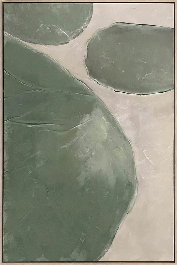 Pikturë dekorative RHEA me kornizë, kanavacë, ngjyrë ulliri-bezhë, 82.6x4.3x122.6cm