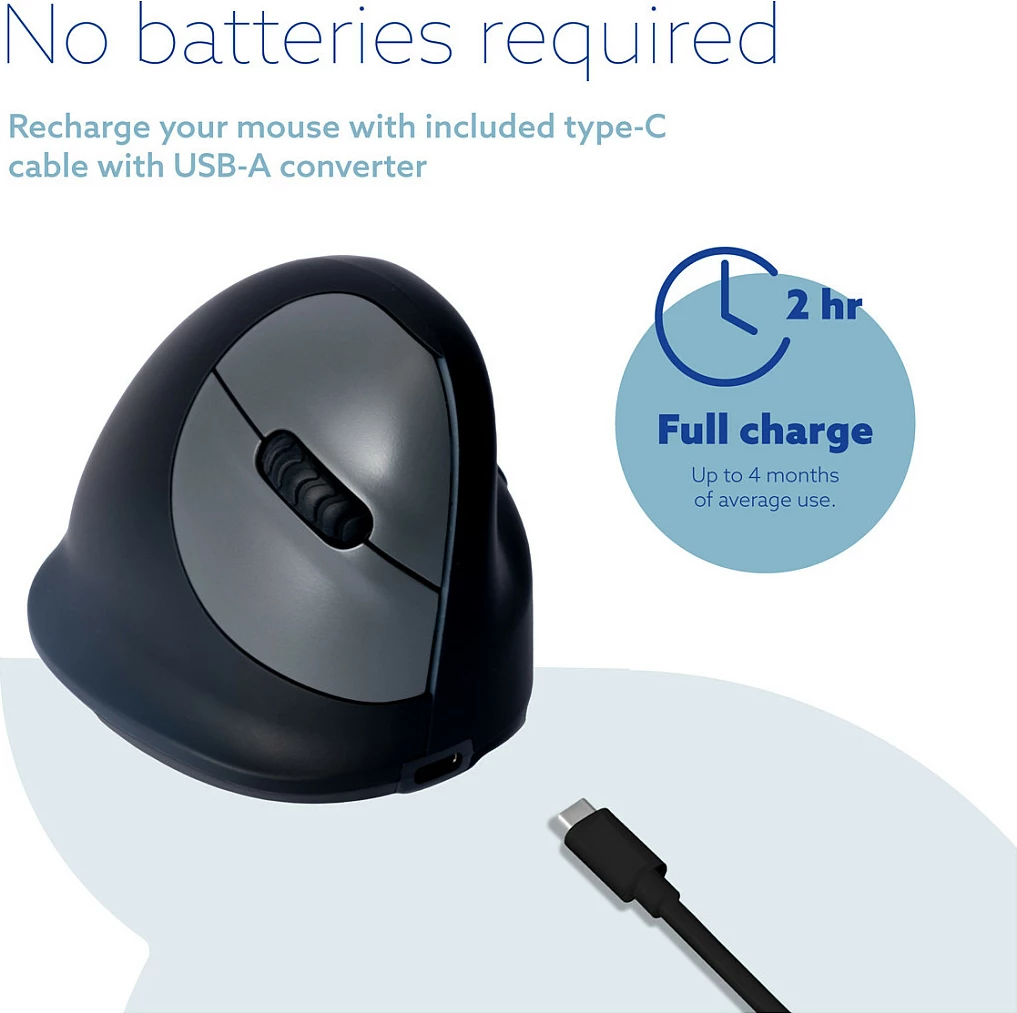 Maus ergonomik R-GO HE Break, vertikal, Bluetooth, 2400 DPI, i vogël (për dorë 