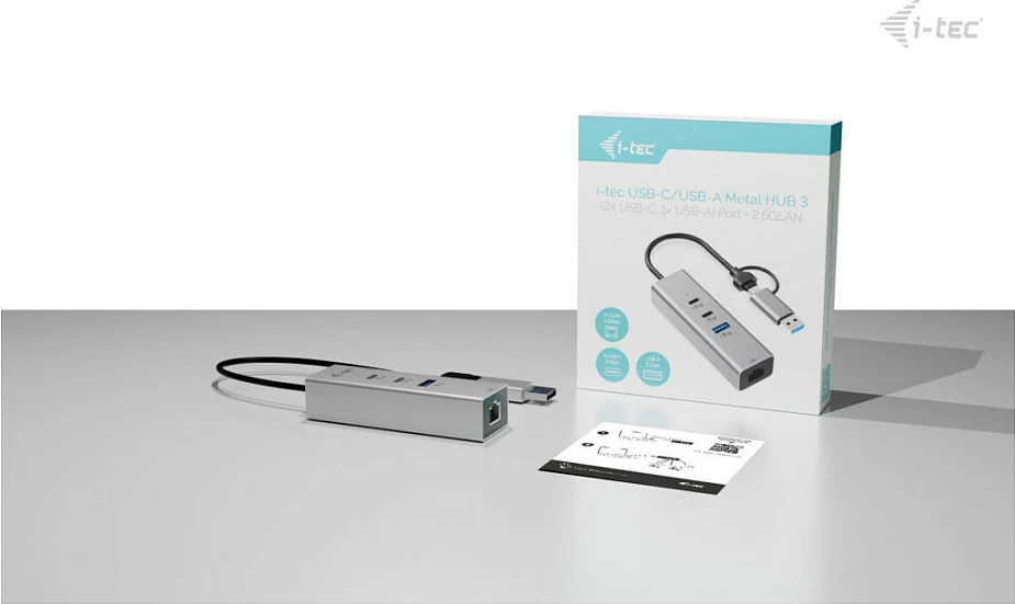 Hub USB I-TEC Metal HUB, 2x USB-C Gen1, 1x USB-A Gen1, LAN 2.5Gb, argjend