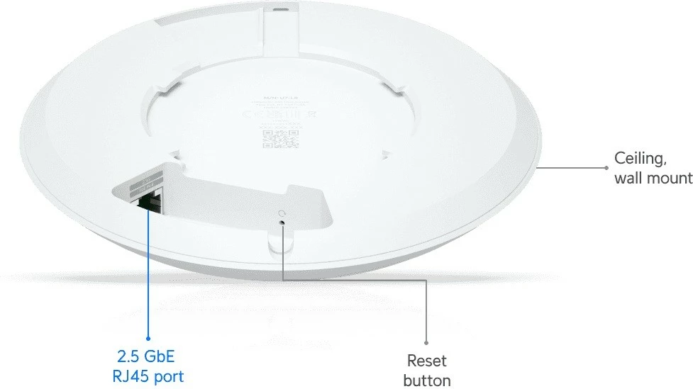 Access Point UBIQUITI U7-LR, WiFi 7, 7300 Mbit/s, i bardhë, PoE
