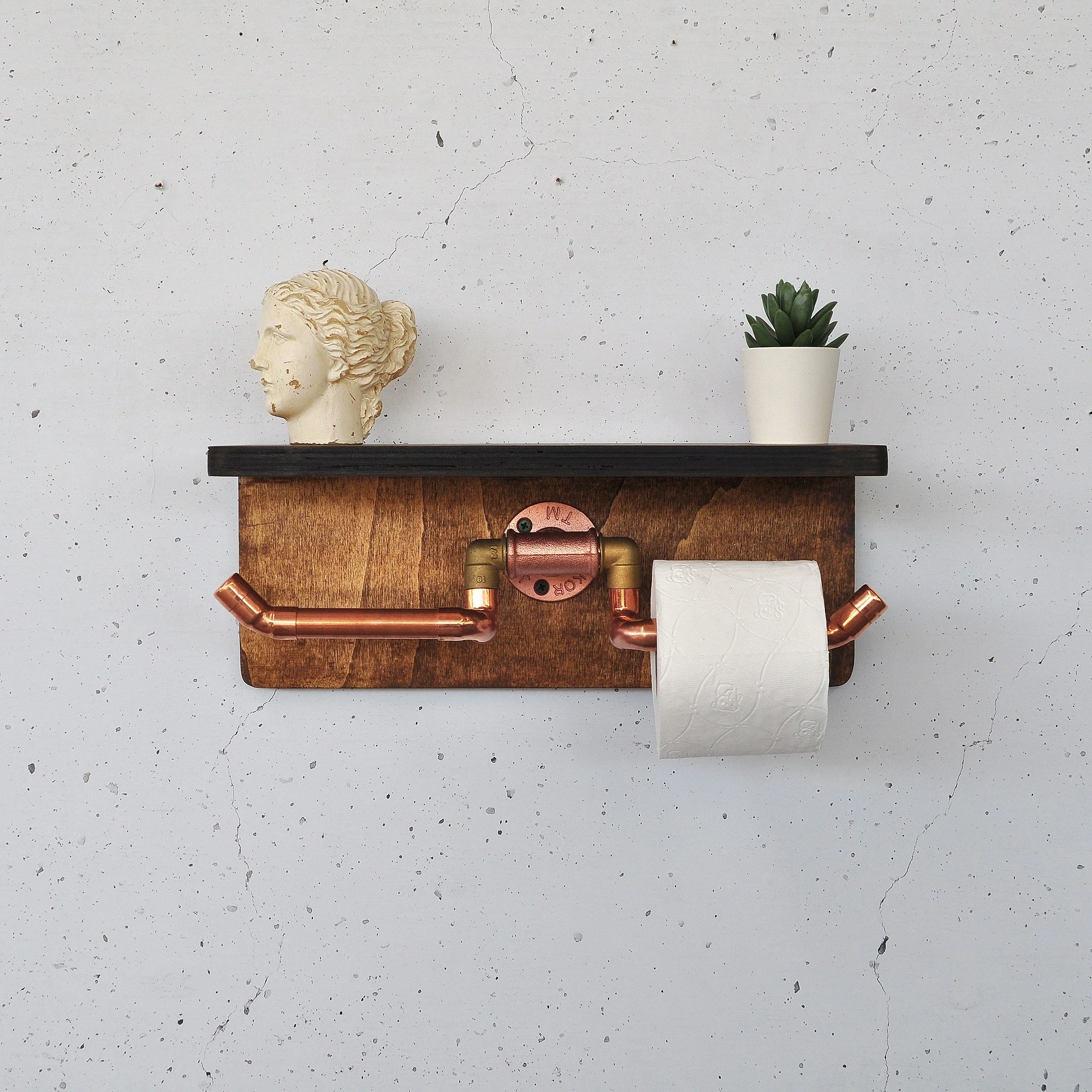 Raft muri me tub, ngjyrë arre dhe ari rozë, Skye Decor, Cop055