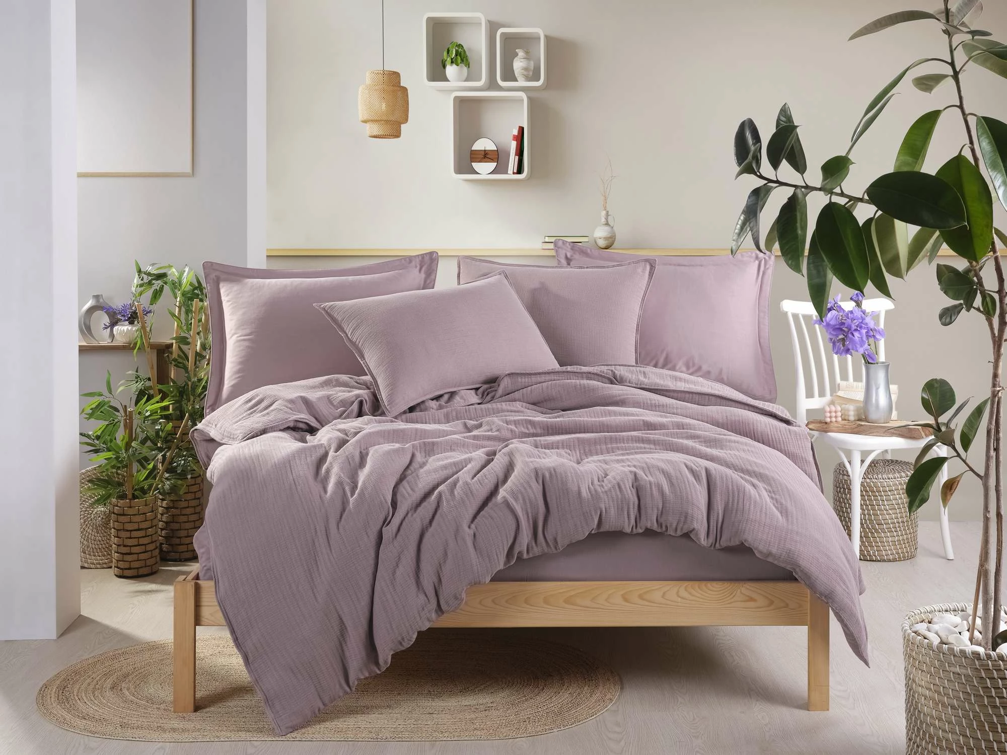 Set mbulesë për jorgan dopio muslin, ngjyrë lejla, L'essentiel