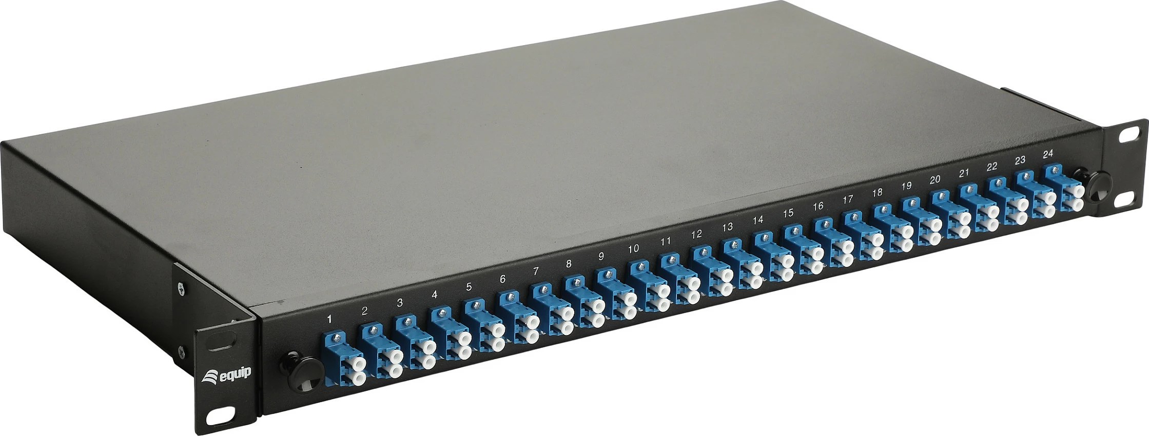 Kuti splice fiber optike EQUIP 337210, 24-Port LC Duplex, OS2, 1U, e zezë