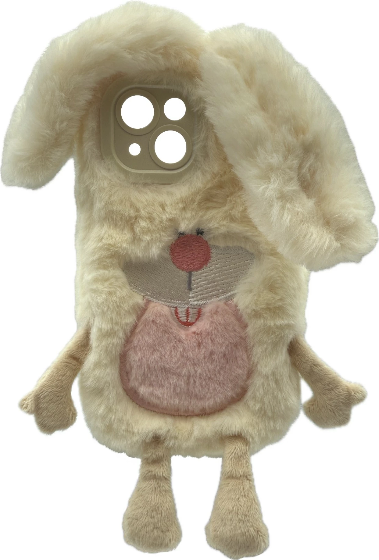 Mbështjellës RealPower Flauschi për iPhone 15, dizajn lodër, i bardhë