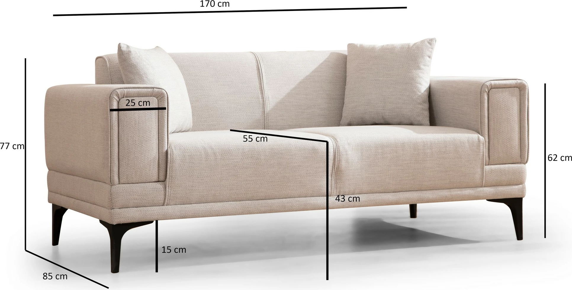 Divan dy-vendësh Atelier del Sofa, Horizon, ngjyrë ecru