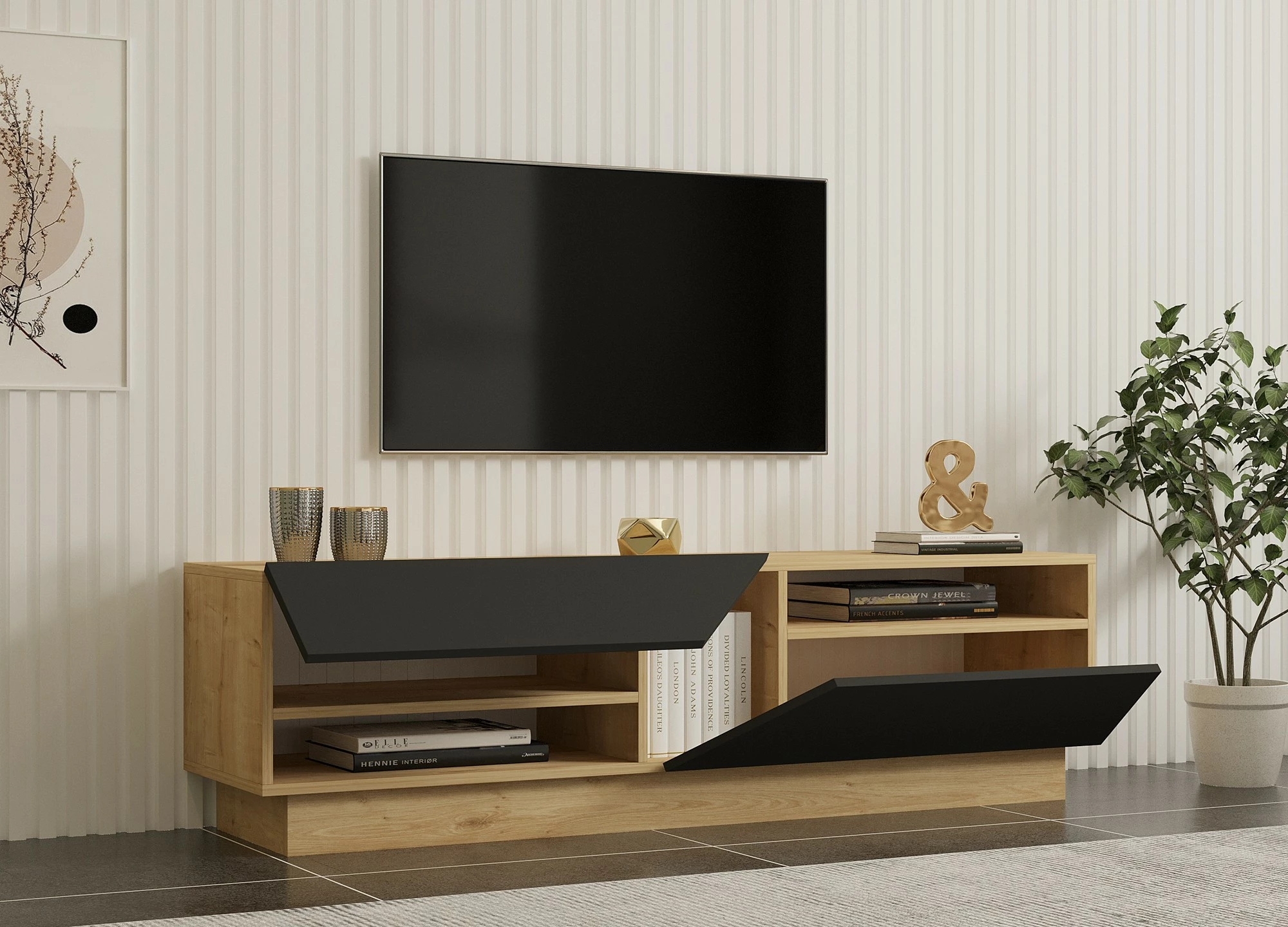 Komodë TV Hanah Home, Yaprak, ngjyrë safir dhe antracit