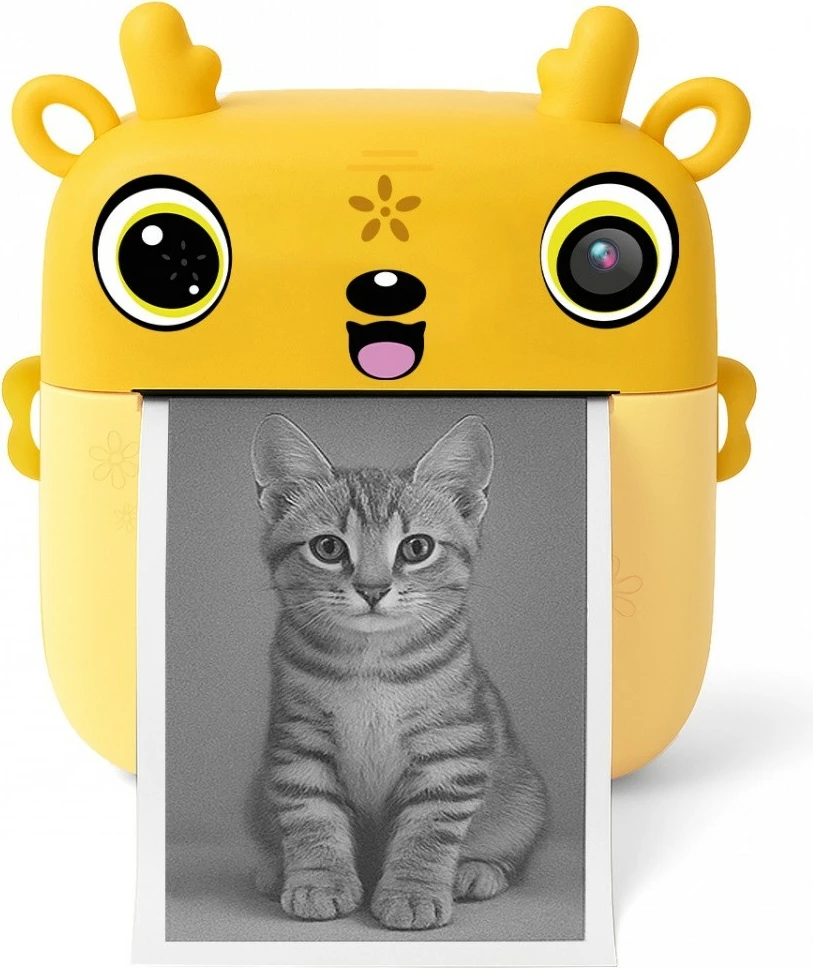 Aparat fotografik për fëmijë me printer termik, Media‑Tech SNAPI MT4108, ekran 2.4", foto deri 8 MP, video 1080p, microSD, USB‑C, bateri 1000 mAh, set me 3 role letre + flomastera e ngjitëse, verdhë