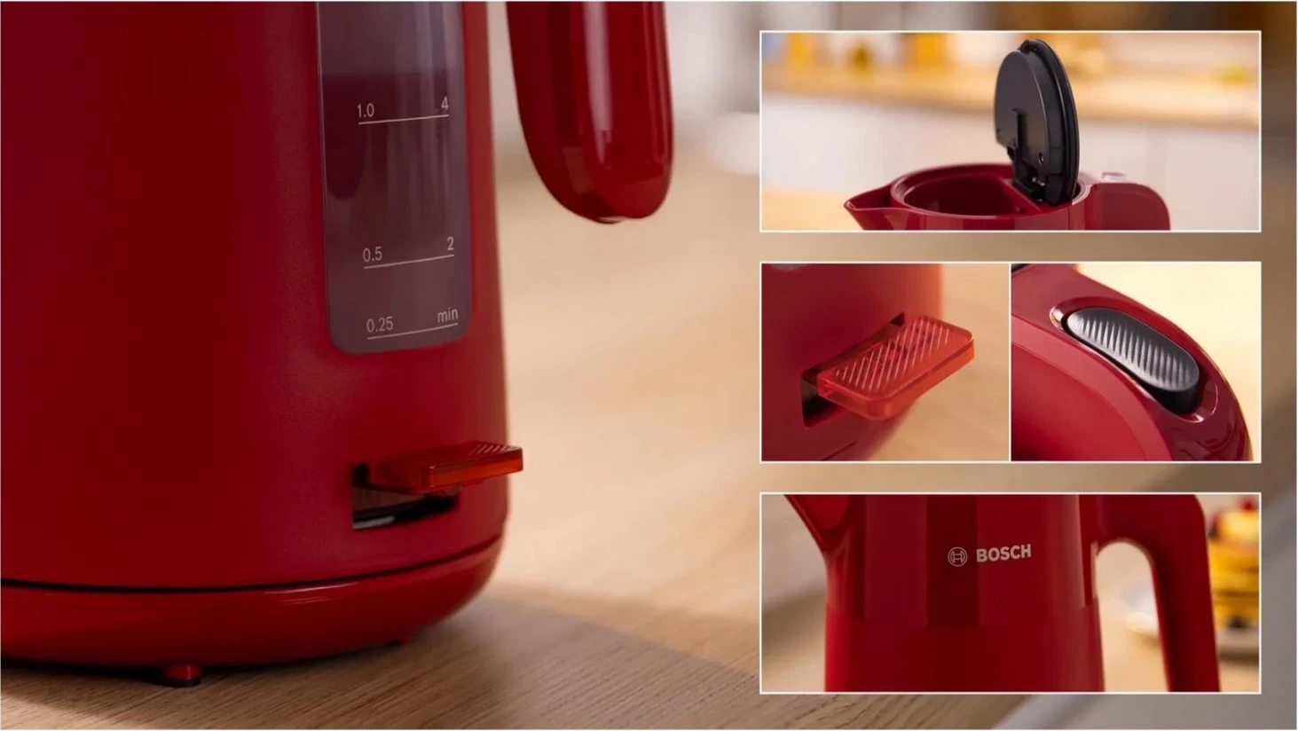 Çajnik Bosch TWK2M16, 1.7 litra, 2400W, i kuq