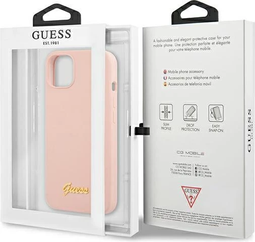 Mbështjellës Guess GUHMP13MLSLMGLP për iPhone 13 6.1", silikon, MagSafe, rozë e çelur