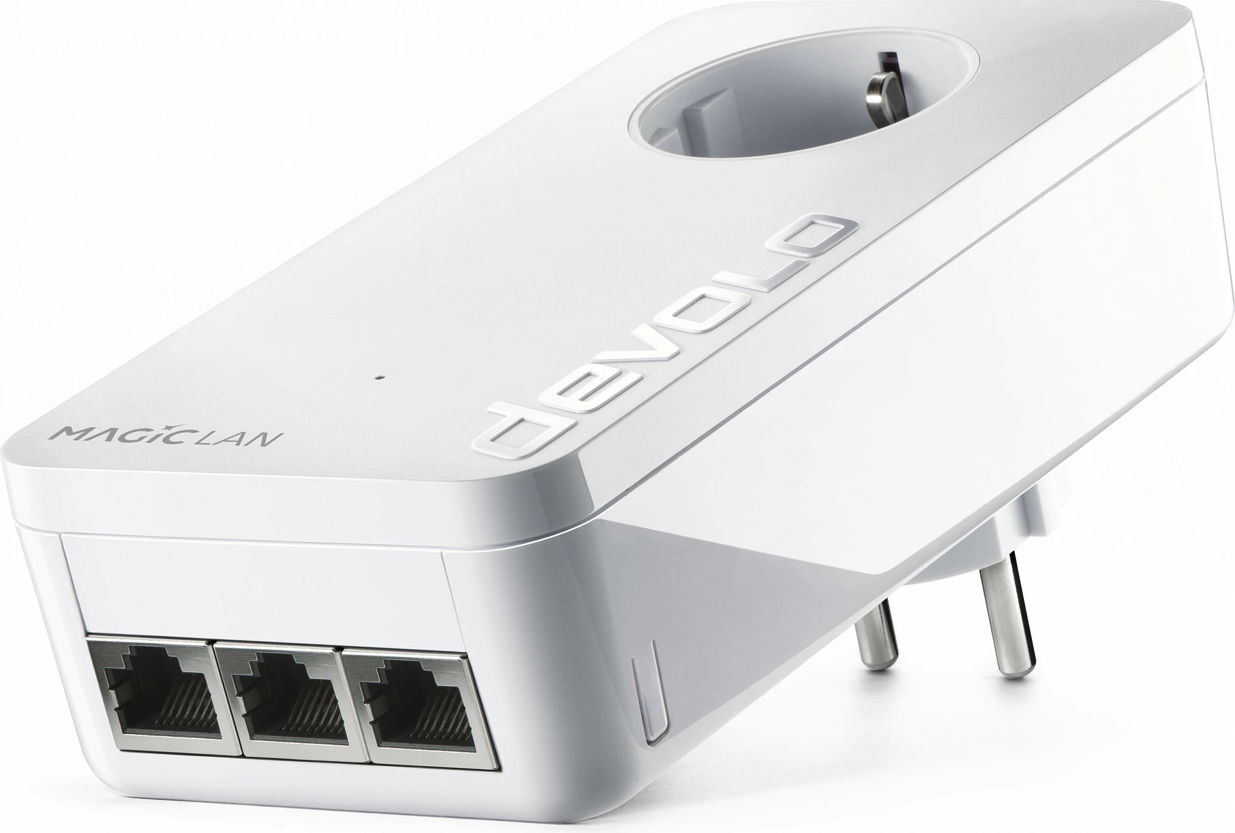 Adapter Powerline Devolo Magic 2 LAN Triple, 2400 Mbit/s, 3x Gigabit LAN, prizë e integrume, e bardhë