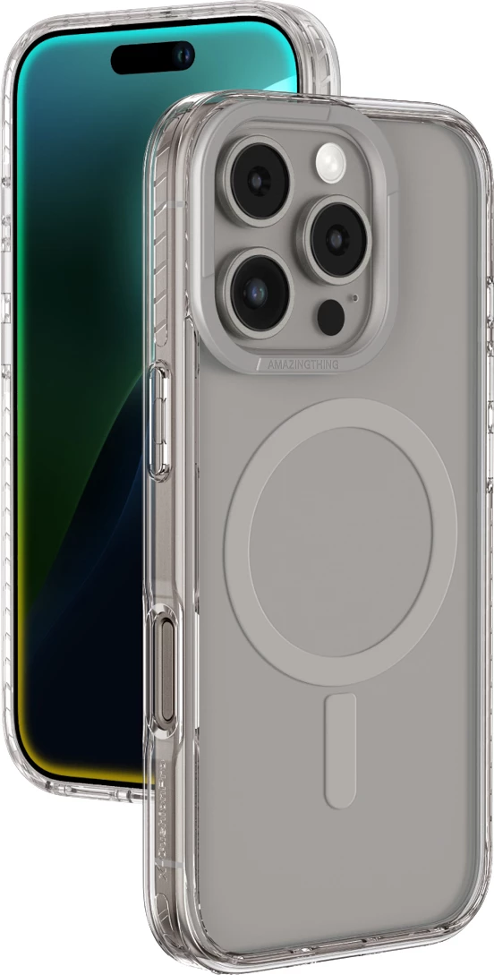 Mbështjellës AmazingThing Titan Pro Mag me unazë magnetike për iPhone 16 Pro, Gri