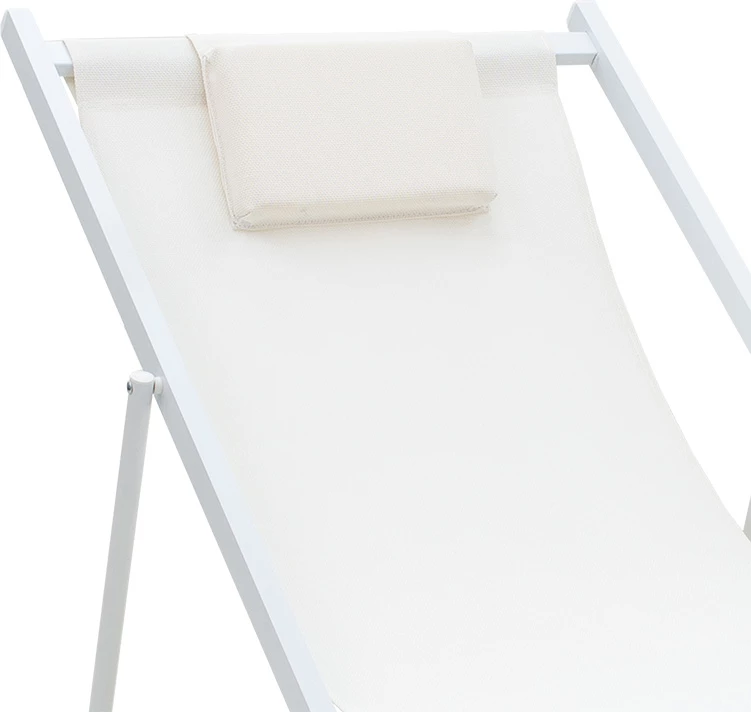 Shezlong profesional Corte, dru ahu, alumin, pëlhurë tekstilene, bardhë-bezhë