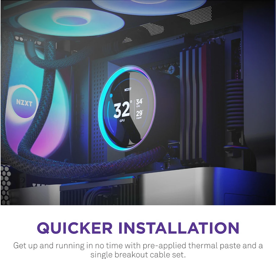 Ftohës uji AIO për CPU NZXT Kraken Elite V2 420 RGB RL-KR42E-B2, 3x140mm, ekran IPS, i zi