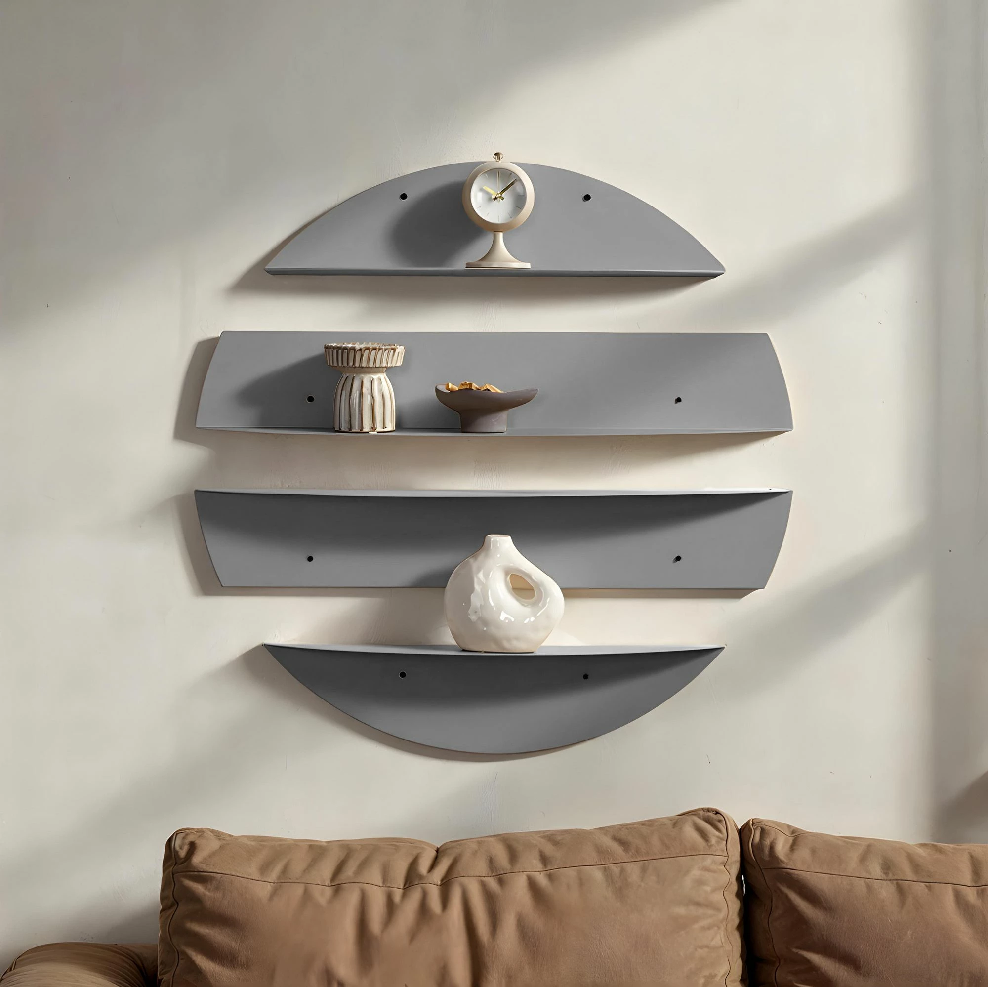 Raft dekorativ metalik për mur, ngjyrë gri, Skye Decor, Vlnt118Gr, 76x76cm