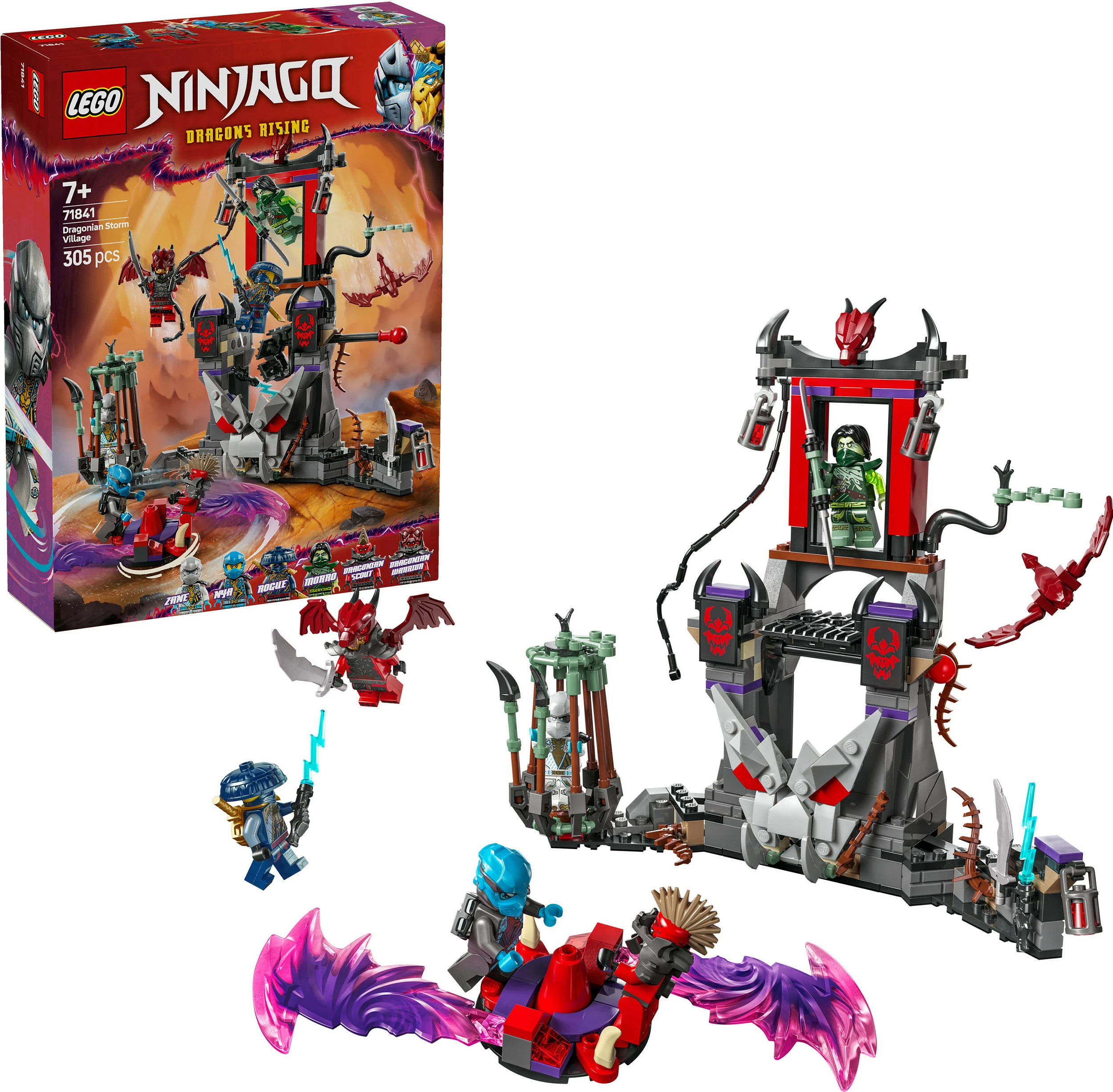 Set ndërtimi LEGO NINJAGO 71841 Dragonian Storm Village, 305 copë, 7+, shumëngjyrësh