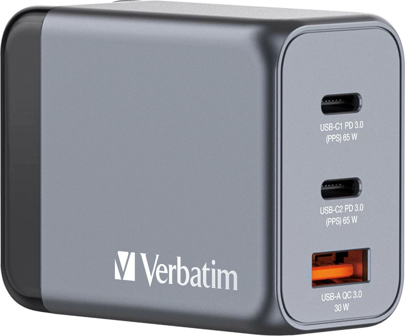 Karikues muri Verbatim GNC-65 GaN, 65W, 2x USB-C PD (PPS) + 1x USB-A QC 3.0, EU/UK/US, zi/gri