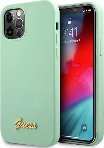 Mbështjellës Guess GUHCP12MLSLMGGN për iPhone 12/12 Pro 6.1", silikon, e gjelbër