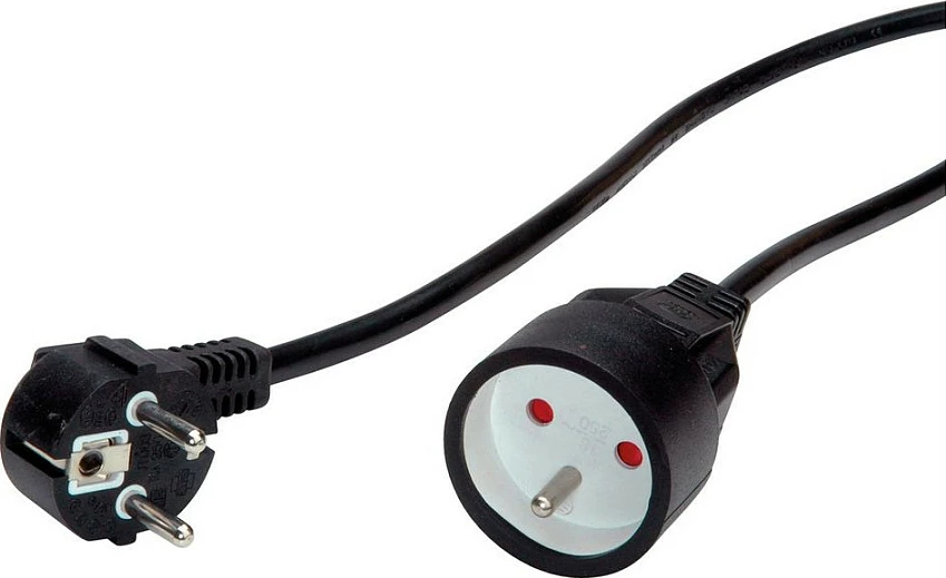 Kabllo zgjatëse VALUE H05VV-F, CEE7/7, 5 m, 230 V, 16 A, e zezë