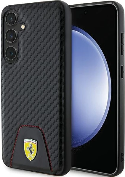 Mbështjellës Ferrari Carbon Stitched Bottom për Samsung Galaxy S24+, i zi
