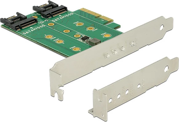 Kartë zgjerimi PCIe DeLOCK 89518, 3x M.2 (2x SATA + 1x PCIe), braketë standard/low-profile