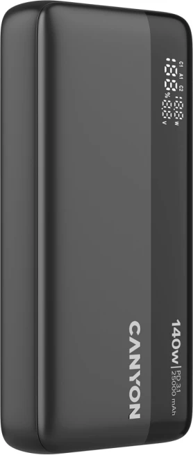Power bank CANYON PB-240 25000mAh PD 140W me display, Dark Grey