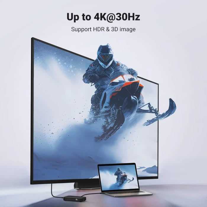 Switch HDMI UGREEN 80125 3x1 4K@30Hz i zi (me telekomandë)