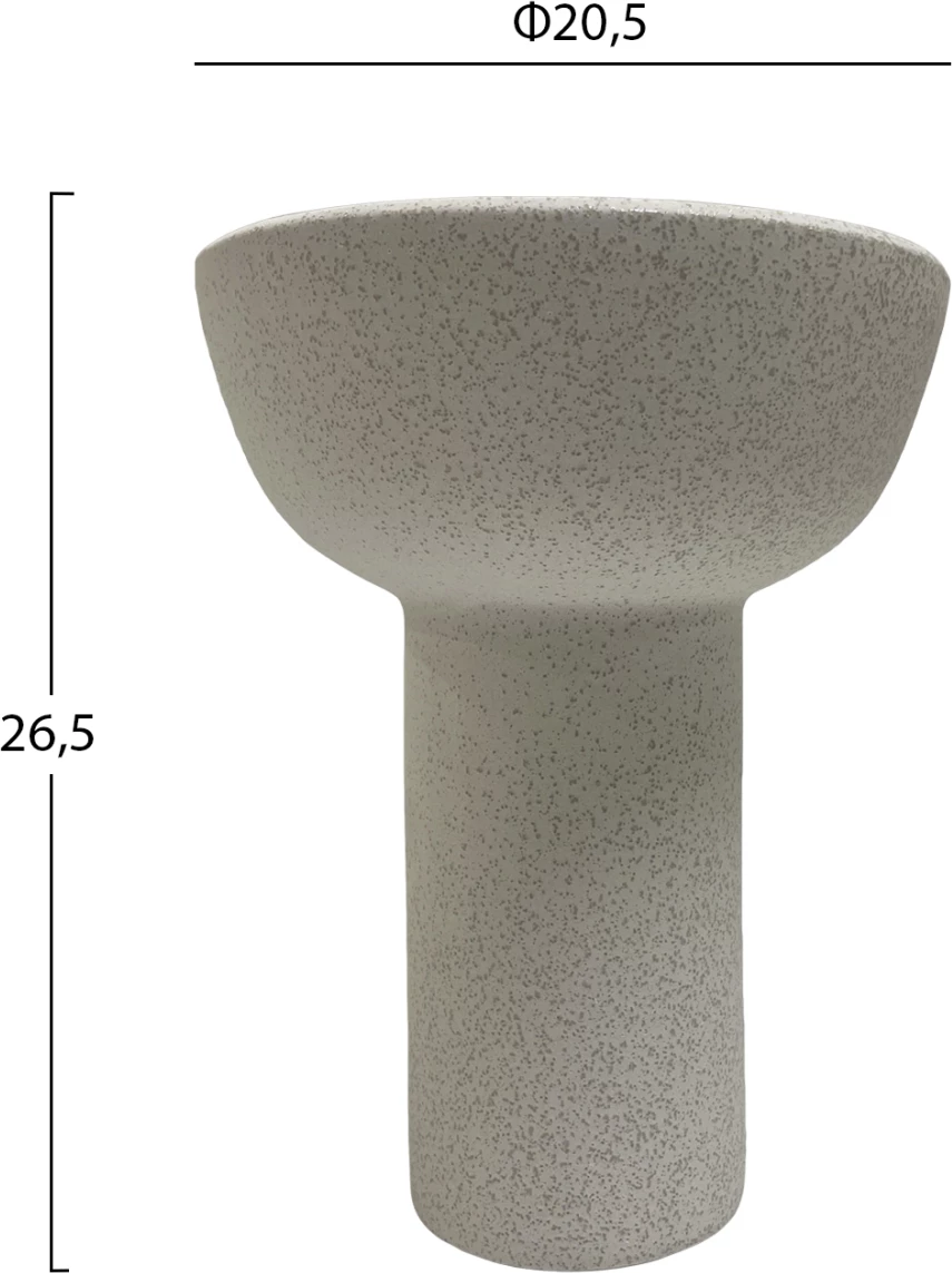 Dekor tavoline prej qeramike ELENDIL FH4603.01 ngjyrë e bardhë e zbehtë me kristalizim Φ20.5x26.5Hcm