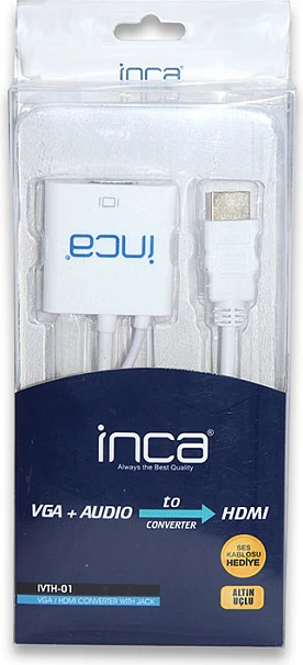 Adapter INCA IVTH-01 HDMI në VGA, me USB dhe kabllo audio, i bardhë